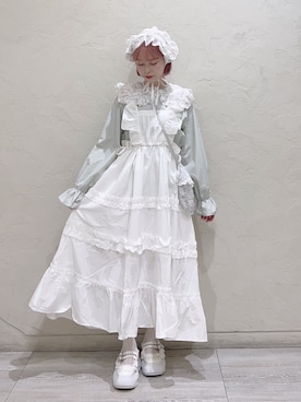 「merry jenny（メリージェニー）のflowerスパンコールカラーブラウス（シャツ/ブラウス、グリーン系）」を使った、sumomoさん（レディース・156cm）の夏コーディネート