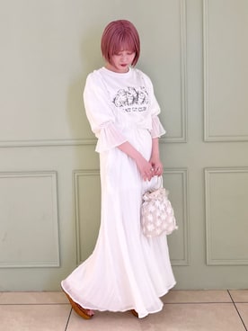 「アイテム（ドレス、ホワイト系）」を使った、sumomoさん（レディース・156cm）の夏コーディネート