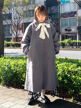「merry jenny（メリージェニー）のアイテム（その他アウター）」を使った、sumomoさん（レディース・156cm）の秋コーディネート