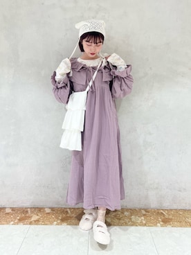 「merry jenny（メリージェニー）のアイテム（ニットキャップ/ビーニー）」を使った、sumomoさん（レディース・155cm）の秋コーディネート