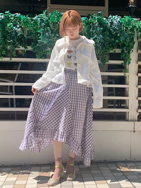 「アイテム（パンプス、グリーン系）」を使った、sumomoさん（レディース・156cm）の夏コーディネート
