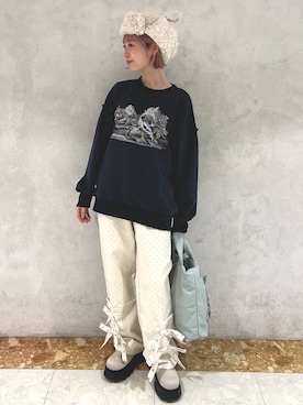 「アイテム（スウェット）」を使った、sumomoさん（レディース・156cm）の秋コーディネート