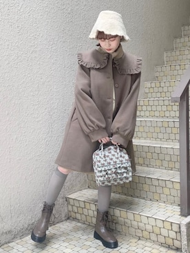 「merry jenny（メリージェニー）のアイテム（その他アウター）」を使った、sumomoさん（レディース・156cm）の秋コーディネート