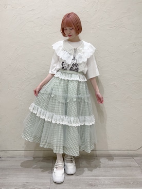 「merry jenny（メリージェニー）のアイテム（スカート）」を使った、sumomoさん（レディース・156cm）の夏コーディネート