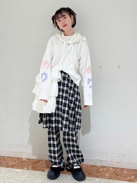「merry jenny（メリージェニー）のアイテム（ニットキャップ/ビーニー）」を使った、sumomoさん（レディース・155cm）の冬コーディネート