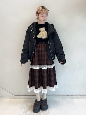 「merry jenny（メリージェニー）のアイテム」を使った、sumomoさん（レディース・156cm）の冬コーディネート