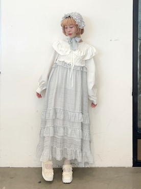 「merry jenny（メリージェニー）のblooming floralブラウス（シャツ/ブラウス、ホワイト系）」を使った、sumomoさん（レディース・156cm）の秋コーディネート