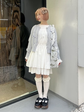 「merry jenny（メリージェニー）のdreamy horse bag（トートバッグ、ブルー系）」を使った、sumomoさん（レディース・156cm）の秋コーディネート