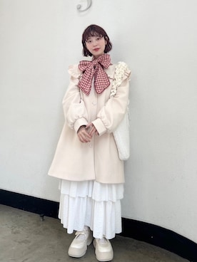 「merry jenny（メリージェニー）のアイテム（ダウンジャケット/コート）」を使った、sumomoさん（レディース・155cm）の秋コーディネート