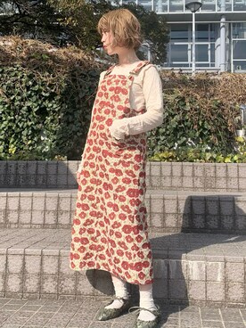 「アイテム（その他シューズ、グリーン系）」を使った、sumomoさん（レディース・156cm）の冬コーディネート