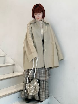 「アイテム（その他シューズ、グリーン系）」を使った、sumomoさん（レディース・156cm）の秋コーディネート