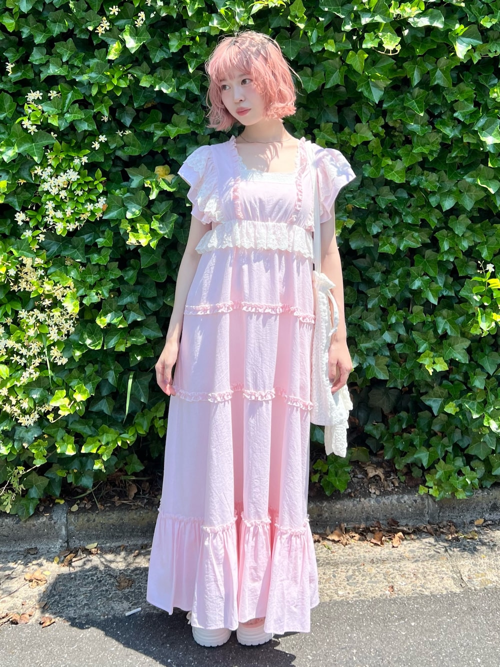 merryjenny ストライプレースワンピース ピンク メリージェニー merry