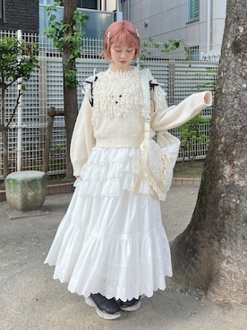 「merry jenny（メリージェニー）のアイテム（スカート）」を使った、sumomoさん（レディース・156cm）の夏コーディネート