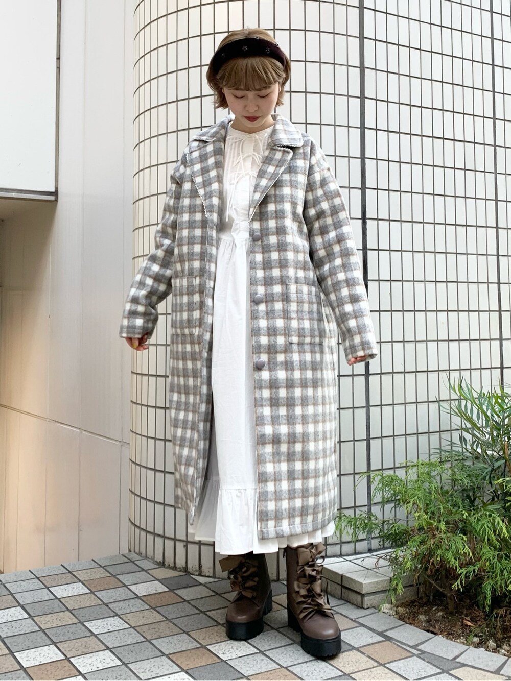 mecherie ミシェリ チェックロングコート mecherie ミシェリ erika