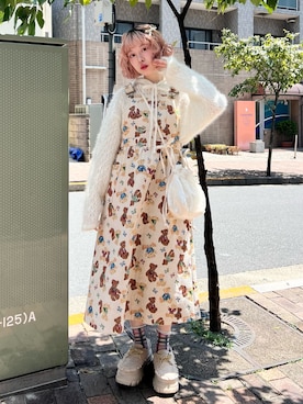 「アイテム（ジャンパースカート）」を使った、sumomoさん（レディース・156cm）の夏コーディネート