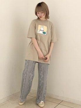 「merry jenny（メリージェニー）の箔グログランベルトシューズ（パンプス）」を使った、sumomoさん（レディース・156cm）の夏コーディネート