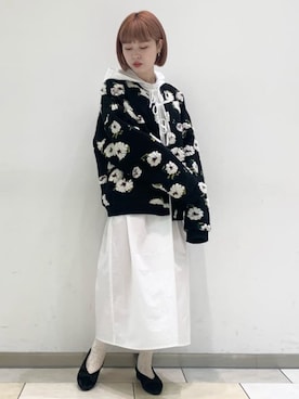 「merry jenny（メリージェニー）のfluffy pattern jacket（その他アウター）」を使った、sumomoさん（レディース・156cm）の夏コーディネート