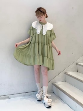 「アイテム（付け襟）」を使った、sumomoさん（レディース・156cm）の春コーディネート