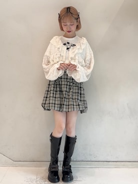 「merry jenny（メリージェニー）のアイテム（ブーツ）」を使った、sumomoさん（レディース・155cm）の夏コーディネート