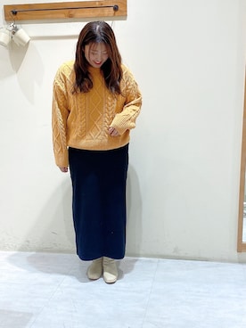 「Samansa Mos2 blue（サマンサモスモスブルー）のアイテム（トップス、オレンジ系）」を使った、のざ🌳さん（レディース・164cm）の冬コーディネート