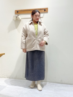 「Samansa Mos2 blue（サマンサモスモスブルー）のアイテム（ノーカラージャケット）」を使った、のざ🌳さん（レディース・164cm）の秋コーディネート