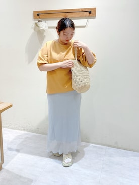 「Samansa Mos2 blue（サマンサモスモスブルー）のアイテム（トップス、オレンジ系）」を使った、のざ🌳さん（レディース・164cm）の夏コーディネート