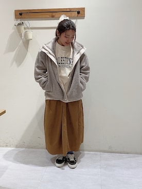 「Samansa Mos2 blue（サマンサモスモスブルー）のアイテム（ノーカラージャケット）」を使った、のざ🌳さん（レディース・164cm）の秋コーディネート