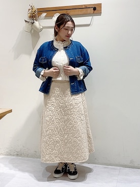「Samansa Mos2（サマンサ モスモス）のアイテム（デニムジャケット）」を使った、のざ🌳さん（レディース・164cm）の秋コーディネート