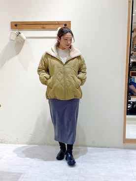 「Samansa Mos2 blue（サマンサモスモスブルー）のアイテム（ノーカラージャケット）」を使った、のざ🌳さん（レディース・164cm）の秋コーディネート