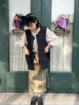 「柄物」｜「アイテム（ジャケット/アウター）」を使った、nrasaraさん（レディース・161cm）の秋コーディネート