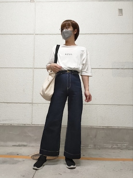 「AZUL by moussy（アズールバイマウジー）のアイテム（Tシャツ/カットソー）」を使った、すぬんさん（メンズ・173cm）の秋コーディネート