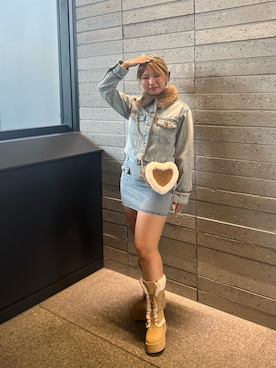 「one after another NICE CLAUP（ワンアフターアナザーナイスクラップ）のアイテム（デニムスカート）」を使った、muuさん（レディース・155cm）の秋コーディネート