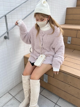 「one after another NICE CLAUP（ワンアフターアナザーナイスクラップ）のアイテム（ニットキャップ/ビーニー）」を使った、松下睦さん（レディース・155cm）の秋コーディネート