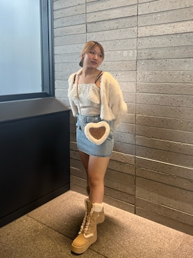 「one after another NICE CLAUP（ワンアフターアナザーナイスクラップ）のアイテム（デニムスカート）」を使った、muuさん（レディース・155cm）の秋コーディネート