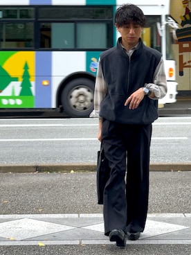 「アイテム（ベスト）」を使った、Seijiさん（メンズ・160cm）の秋コーディネート