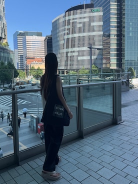 「CITEN（シテン）のアイテム（トートバッグ）」を使った、macoさん（レディース・160cm）の夏コーディネート