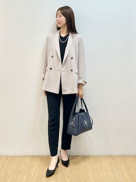 「INDIVI（インディヴィ）の【着る日傘】シフォンドッキングブラウス（シャツ/ブラウス、ブルー系）」を使った、kozueさん（レディース・165cm）の春コーディネート