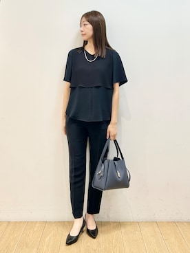 「INDIVI（インディヴィ）の【着る日傘】シフォンドッキングブラウス（シャツ/ブラウス、ブルー系）」を使った、kozueさん（レディース・165cm）の春コーディネート