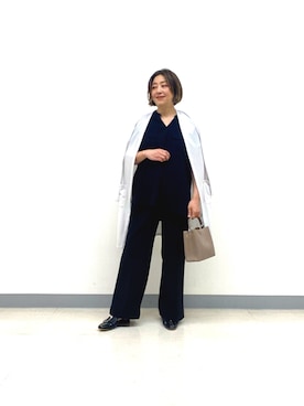 「INDIVI（インディヴィ）の【洗える/UVケア/接触冷感/日本製】定番！ロング丈カーディガン（カーディガン/ボレロ、グレー系）」を使った、ナオさん（レディース・162cm）の春コーディネート