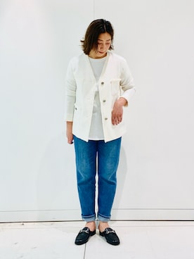 「シロティシャツ」｜ナオさん（レディース・162cm）の春コーディネート