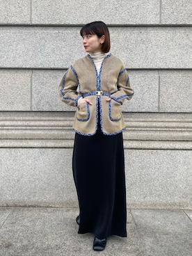 「STUDIOUS（ステュディオス）のアイテム（ブーツ）」を使った、諌山桜花さん（レディース・155cm）の冬コーディネート