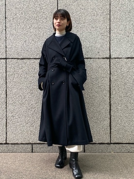 「STUDIOUS（ステュディオス）のアイテム（ブーツ）」を使った、諌山桜花さん（レディース・155cm）の冬コーディネート