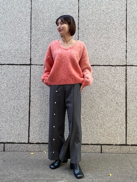 「STUDIOUS（ステュディオス）のアイテム（ブーツ）」を使った、諌山桜花さん（レディース・155cm）の冬コーディネート