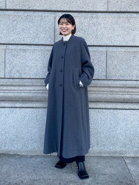 「STUDIOUS（ステュディオス）のアイテム（ブーツ）」を使った、諌山桜花さん（レディース・155cm）の冬コーディネート