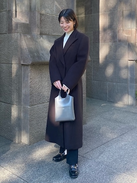 「STUDIOUS（ステュディオス）のアイテム（ジャケット/アウター）」を使った、諌山桜花さん（レディース・155cm）の冬コーディネート