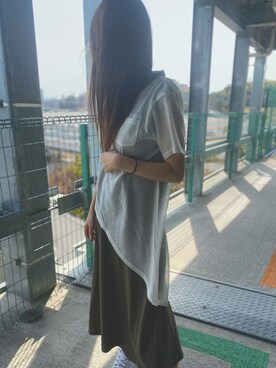 「ミニタリー」｜「アイテム（ワンピース/ドレス）」を使った、mayuさん（レディース・158cm）の春コーディネート