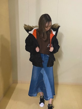 「ミニタリー」｜「アイテム（ジャケット/アウター）」を使った、mayuさん（レディース・158cm）の秋コーディネート