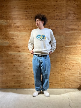 「HUF（ハフ）のアイテム（スウェット）」を使った、もとやさん（メンズ・178cm）の春コーディネート