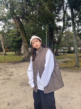 「ベストコーデ」｜「アイテム（ニットキャップ/ビーニー）」を使った、りなさん（レディース・156cm）の冬コーディネート