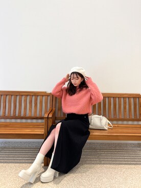 「H&M（エイチ・アンド・エム）のアイテム（ハンチング/ベレー帽）」を使った、りなさん（レディース・156cm）の冬コーディネート